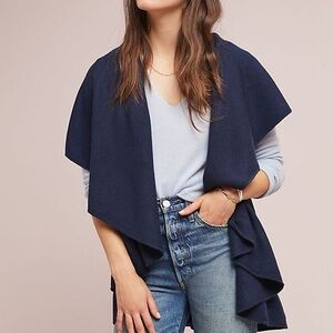 Anthropologie Moth Navy Blue Sweater Vest Shawl
